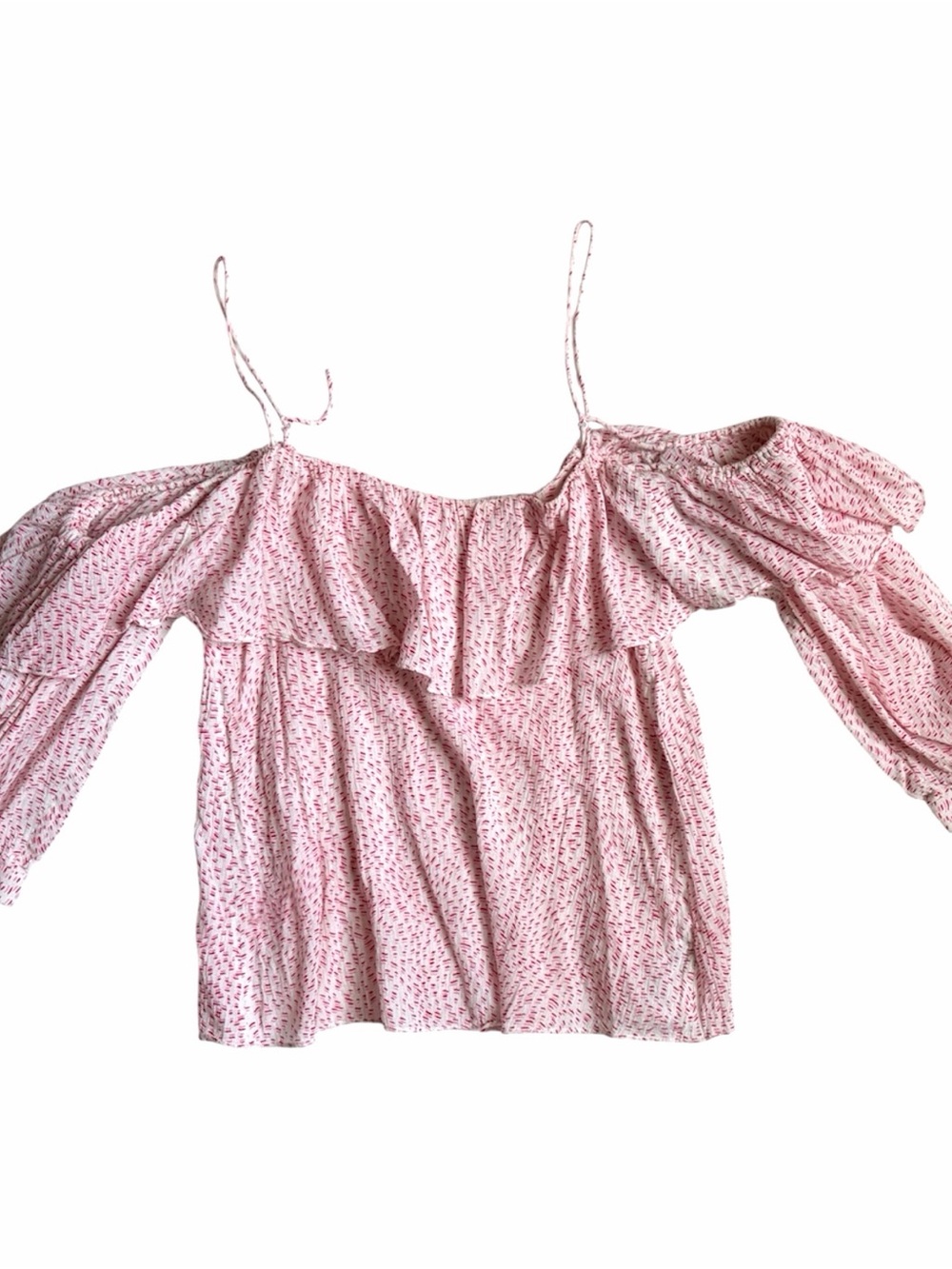 & Other Stories Red Pink Romantic Off the Shoulder Ruffle Blouse 4 - Picture 2 of 4